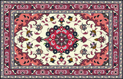 Persian carpet original design, tribal vector texture. Easy to edit and change a few colors by swatch window.
