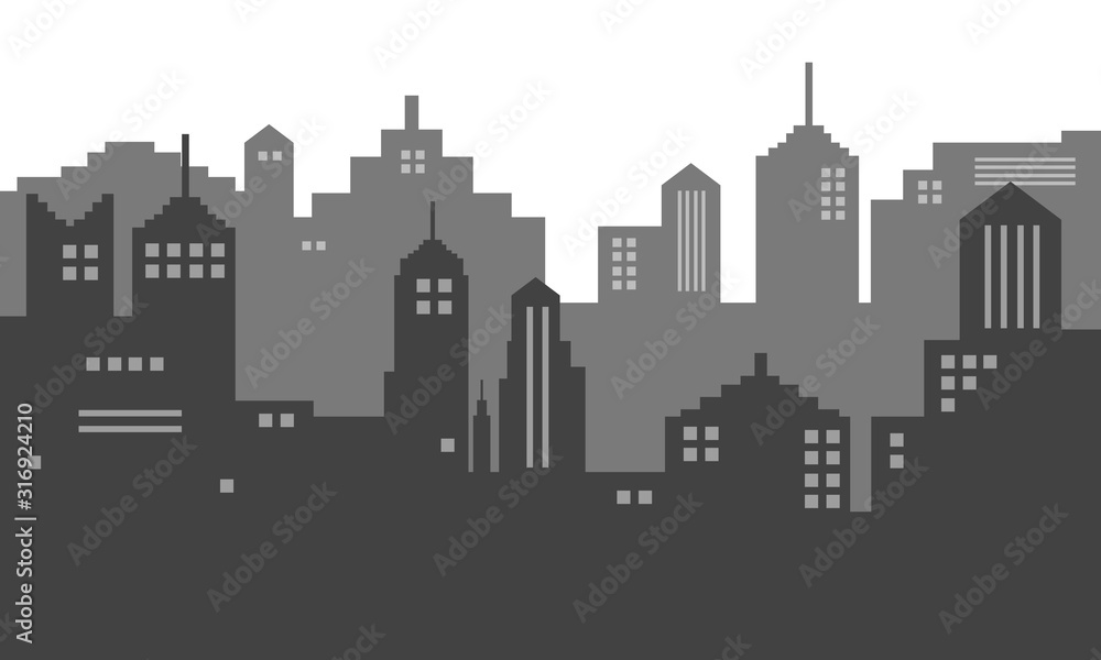 Background vector of city town with many windows
