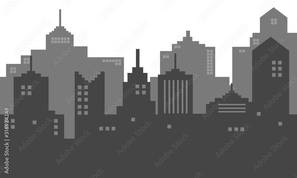 Black and white city background with shadows