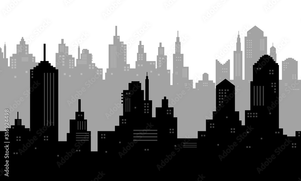 Black and white color from the cityscape silhouette