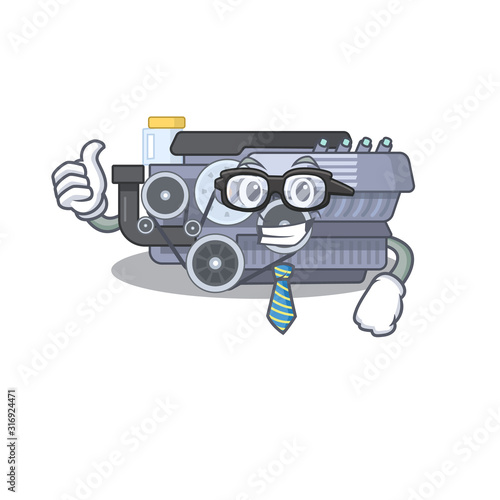 cartoon character of Businessman combustion engine wearing glasses