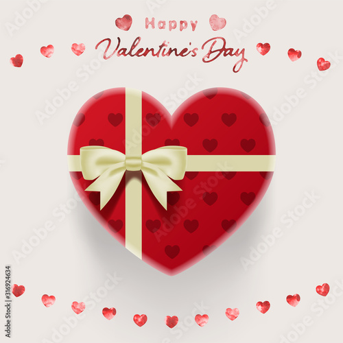 Heart shapes giftbox.Vector. バレンタインデーのイメージのハート型ギフトとリボン