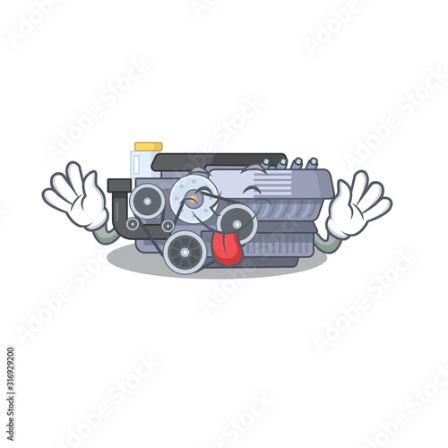 Cute combustion engine cartoon mascot style with Tongue out