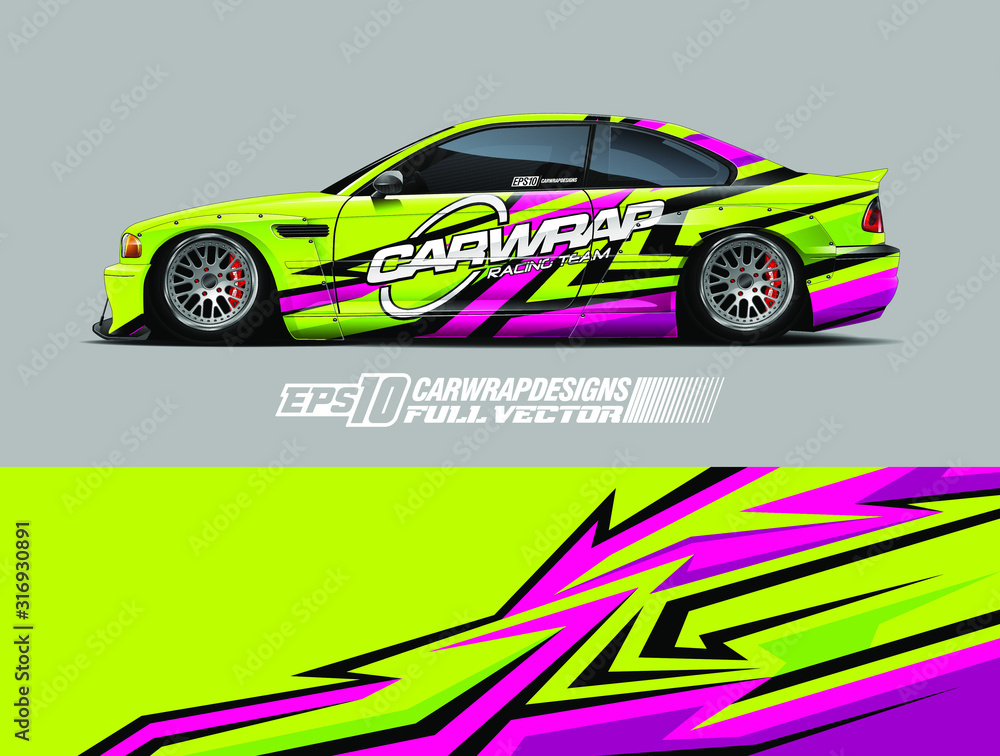 Car wrap decal graphic design. Abstract stripe racing background designs for wrap cargo van, race car, pickup truck, adventure vehicle. Eps 10 Car wrap decal graphic design. Abstract stripe racing background designs for wrap cargo van, race car, pickup truck, adventure vehicle. Eps 10