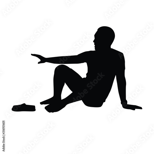  Scared young man silhouette vector on white baground