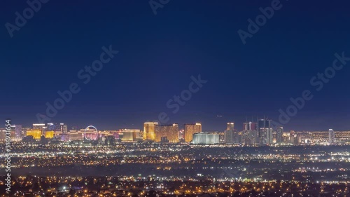Night timelapse of the famous Las Vegas Strip skyline