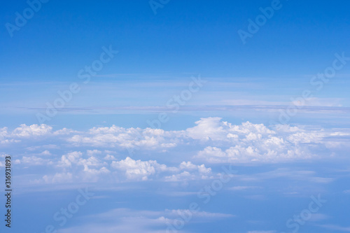 Beautiful above sky panorama view from airplane