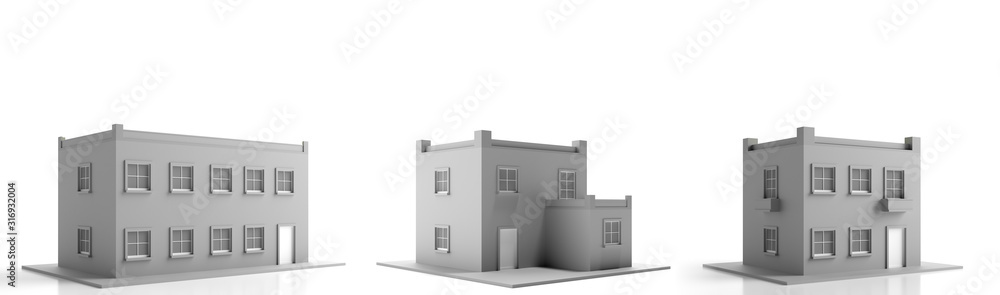 Houses miniature isolated against white background. 3d illustration