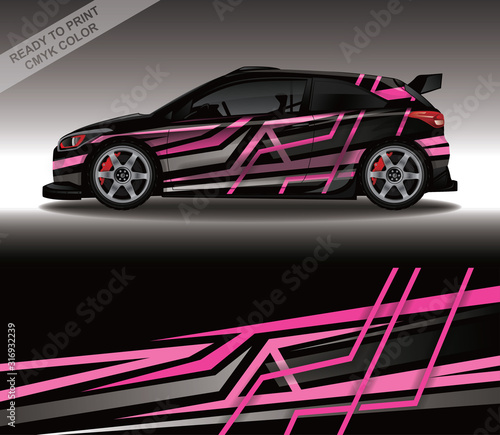 Car wrap decal design vector, custom livery race rally car vehicle sticker and tinting.