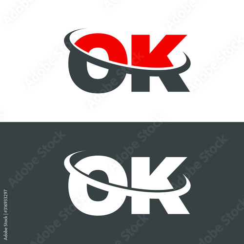 ok o k alphabet letter logo icon template vector design