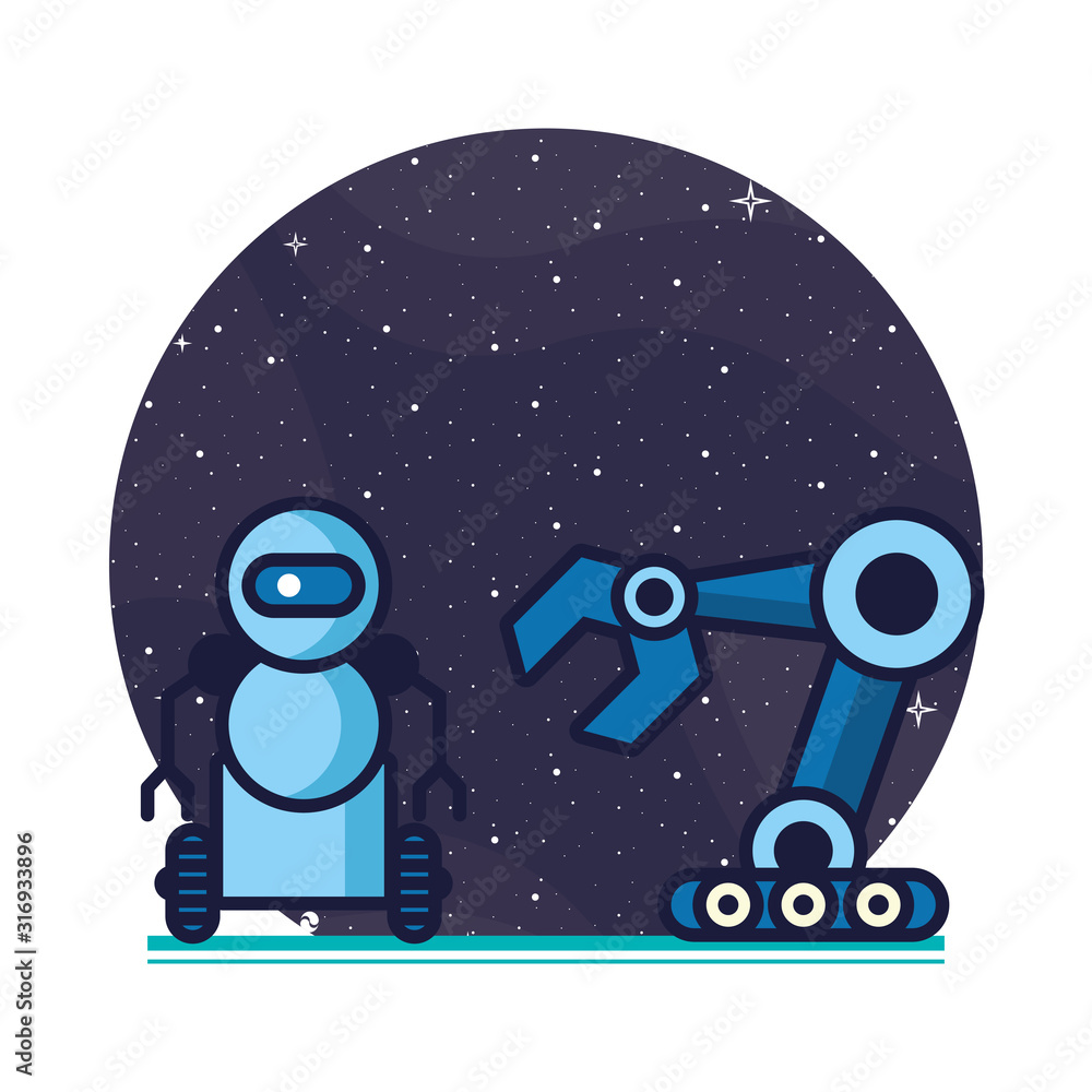 Fototapeta premium couple of robots technology icons