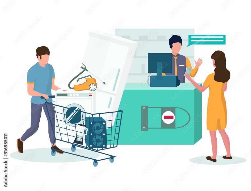 Purchase of consumer electronic products vector flat illustration Purchase of consumer electronic products vector flat illustration