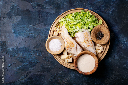 Ingredients for making caesar salad