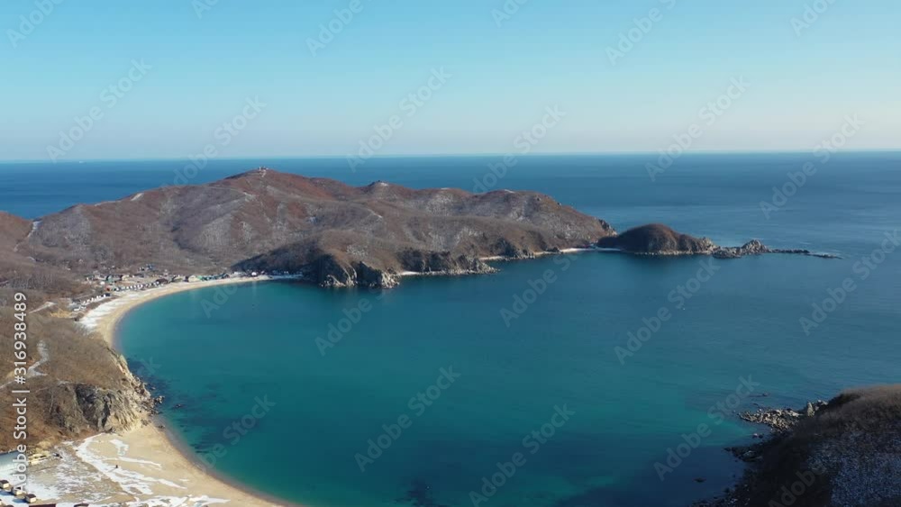 Aerial view of the beautiful sea Bay. Nakhodka, Russia Aerial view of the beautiful sea Bay. Nakhodka, Russia