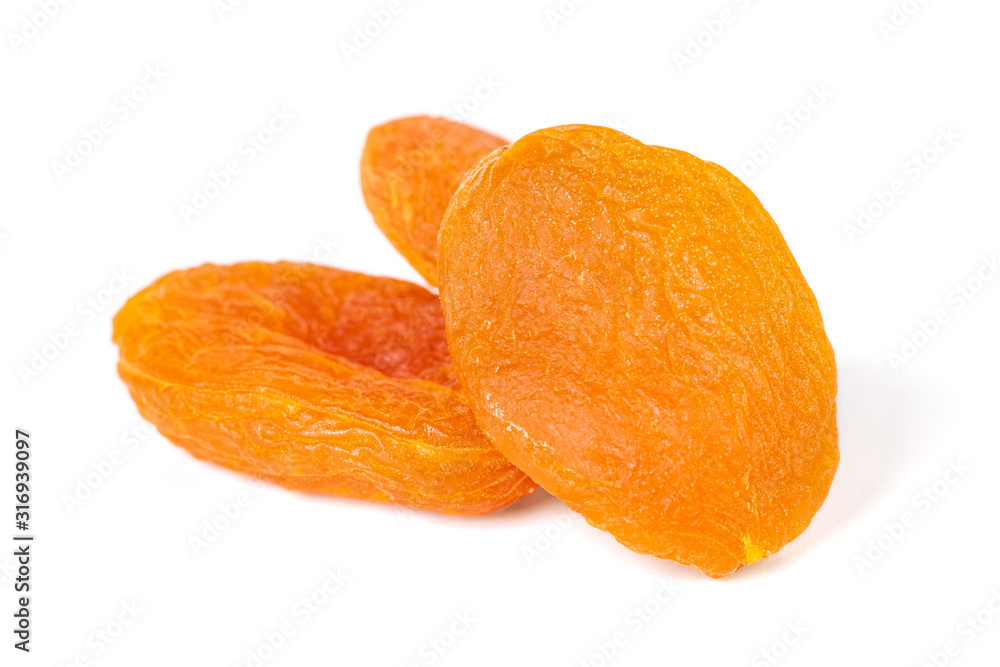 Dried apricots isolated on white background. Healthy food. Dried apricots isolated on white background. Healthy food.