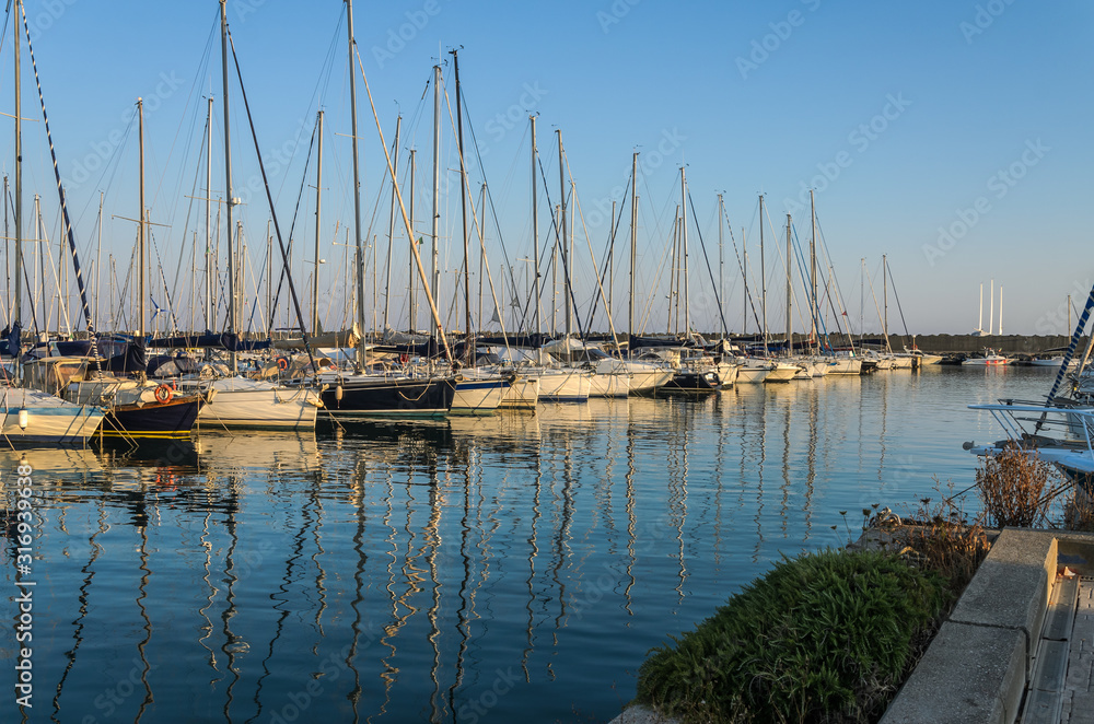 Fototapeta premium Luxury sailing yachts in port