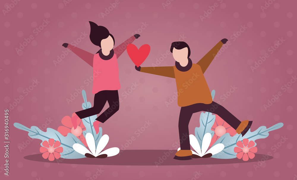 young lovers couple with winter clothes and love season young lovers couple with winter clothes and love season
