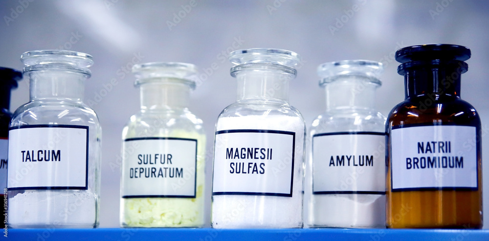 Composition of medicine bottle on white background Composition of medicine bottle on white background