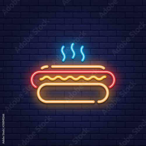 Neon Hot Dog Icon Logo