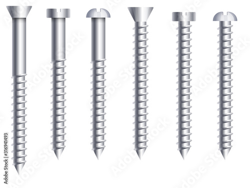 Socket cap or round head bolts and nuts side view