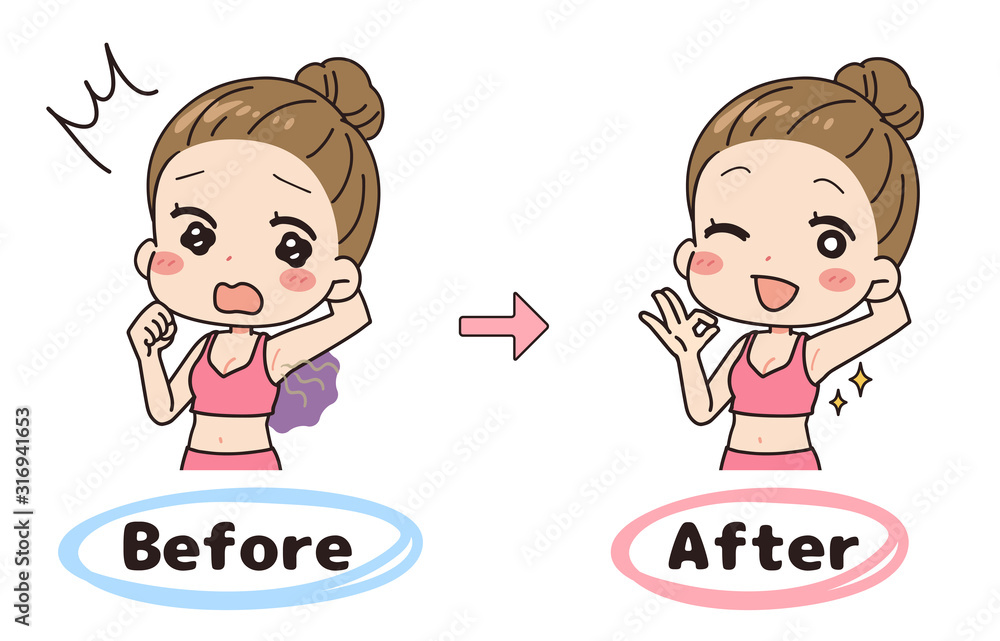 An oblique illustration set of a woman with a complex aside, upper body.