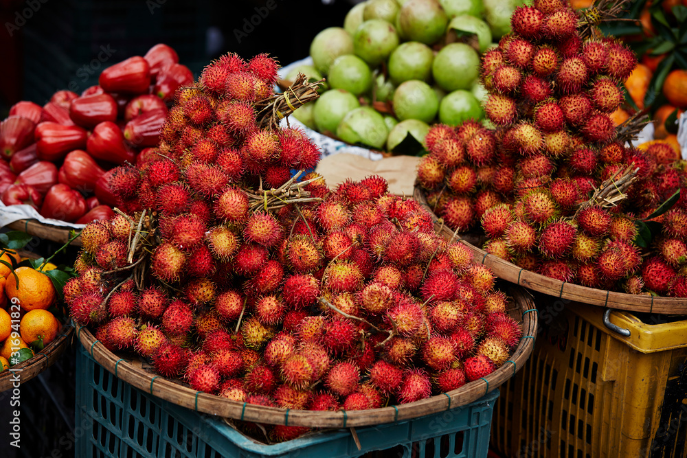 Rambutan at Asian fruit market Rambutan at Asian fruit market
