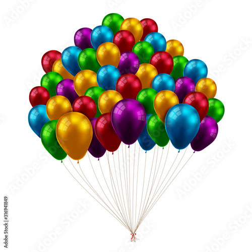 3D Colorful group of balloon 0001