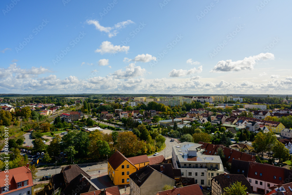 View from above of the town Waren 
