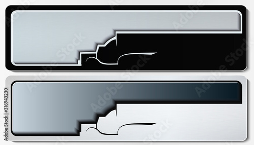 Set of two banners with black & white truck silhouette.