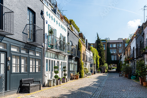 View of the picturesque St Lukes Mews alley near Portobello Road in Notting Hill, London