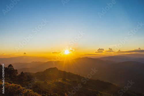 Sunset at Doi Chang Mub , Mae Fa Luang ,Chiang Rai , Thailand