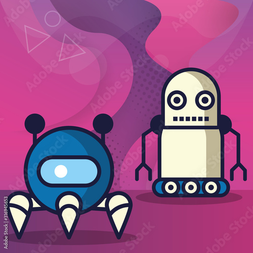 couple of robots technology icons