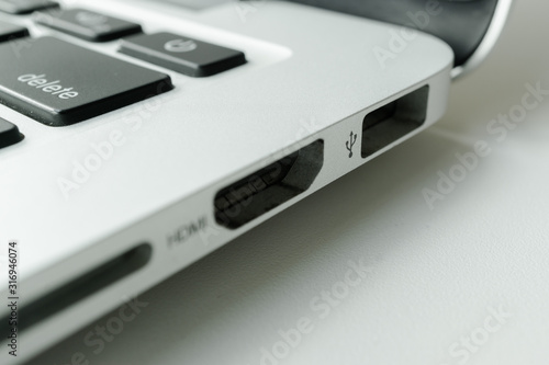 USB and HDMI port on laptop