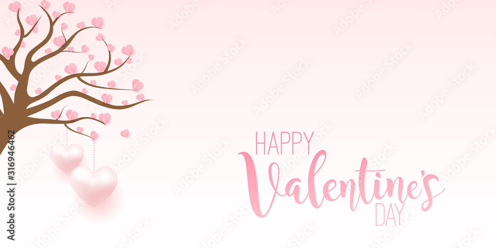 Happy Valentine's Day card with tree and hearts. Vector illustration Happy Valentine's Day card with tree and hearts. Vector illustration