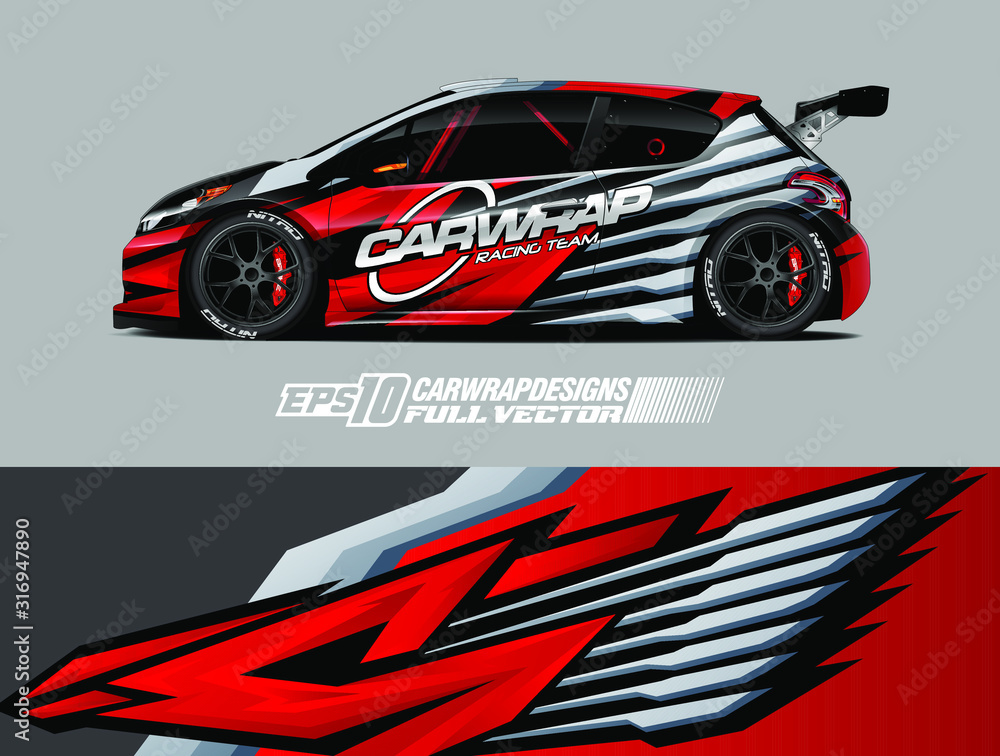 Car wrap decal graphic design. Abstract stripe racing background designs for wrap cargo van, race car, pickup truck, adventure vehicle. Eps 10 Car wrap decal graphic design. Abstract stripe racing background designs for wrap cargo van, race car, pickup truck, adventure vehicle. Eps 10