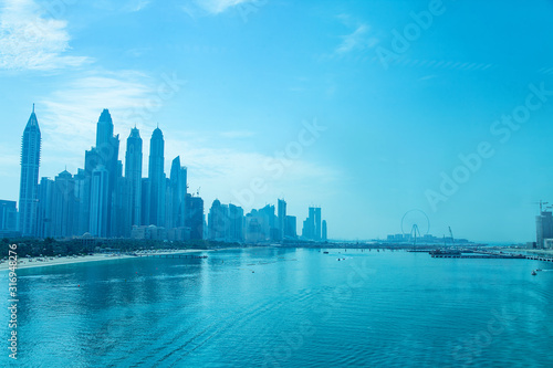 Canvas Print Blue Dubai daylight urban architecture cityscape panorama