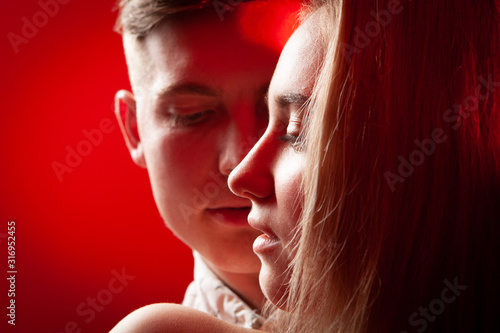 Faces of lovers close-up. G...