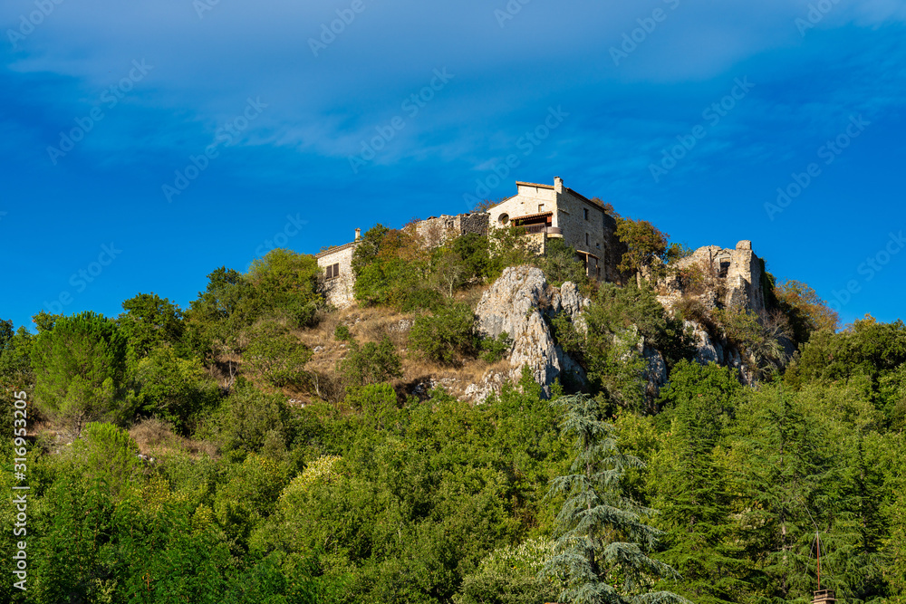 Obraz premium Old ruins near the village Vallon Pont d'Arc in Ardeche, France