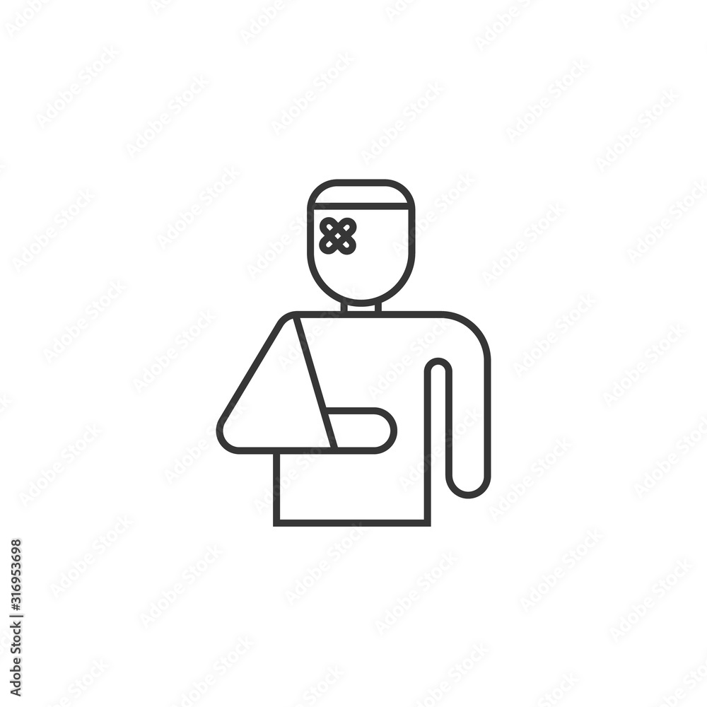 Linear accident and injuries icon on white. Vector Linear accident and injuries icon on white. Vector