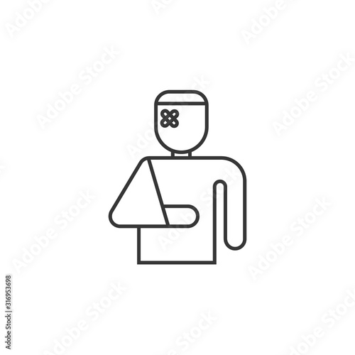 Linear accident and injuries icon on white. Vector