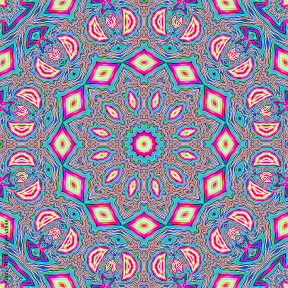 abstract circular pattern,mandala art design,seamless geometric wall paper,line and colorful shape background