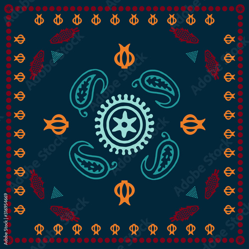 Georgian traditional ornaments. Vector Ornament With Caucasian Motifs. Persian colored carpet.Vector, Illustration.  Rich ornament for fabric design, handmade, interior decoration