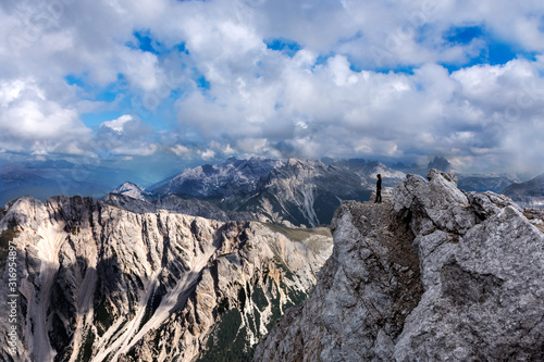 Croda del Becco or Seekofel peak, panorama towards the east, on background Tre Cime di Lavaredo peak, dolomites, South Tyrol, Italy, Europe alla Croda del Becco, sullo sfondo le Tre Cime di Lavaredo photo