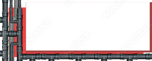 Sewer pipe. Couplings, turns, tees, adapters. Set. Fitting. Plugs and crosses. Sewerage drainage. Connections. Plumbing. Piping system. Draining. A set of elements.   Collection. Vector. Isolated.