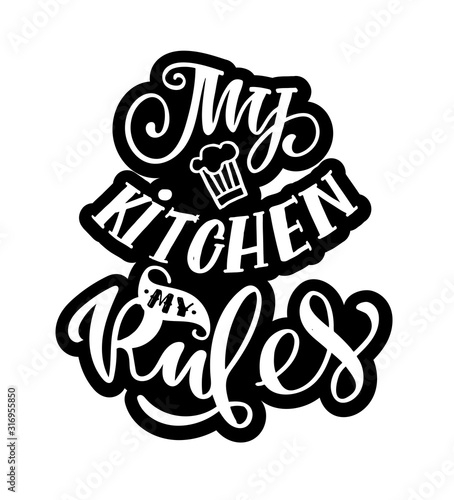 Card with hand drawn unique typography design element for greeting cards, decoration, prints and posters. Handwritten lettering quote about kitchen and cooking. Vector illustration