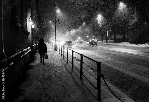 snowstorm at night photo