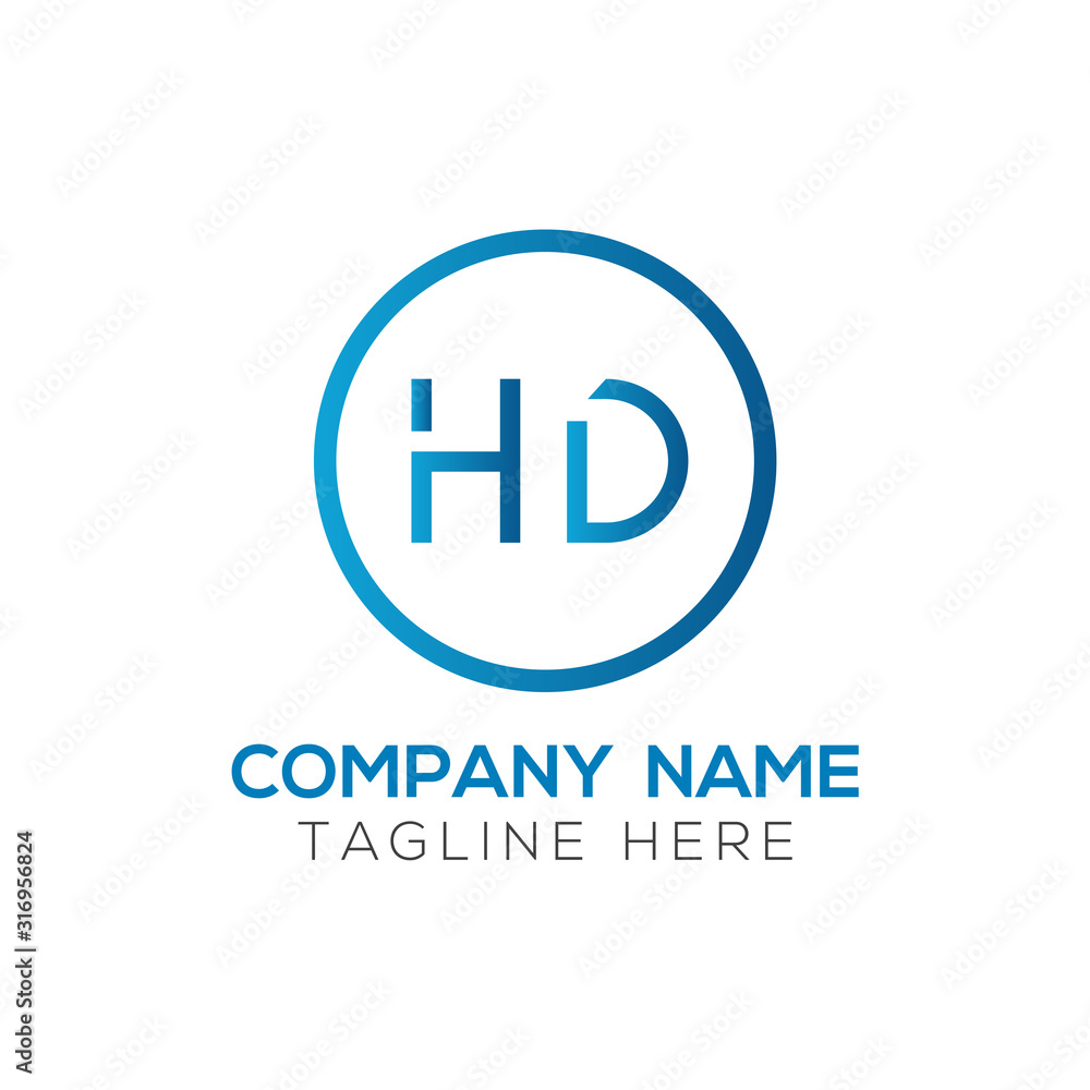 letter HD Logo Design Vector Template. Initial HD Letter Design Vector Illustration