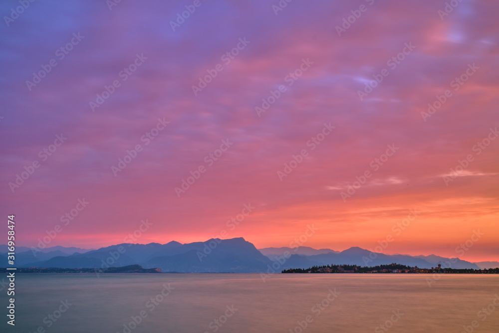 Sunrise over Mount Garda, Italy