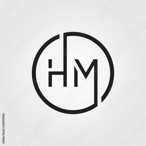 letter HM Logo Design Vector Template. Initial HM Letter Design Vector Illustration