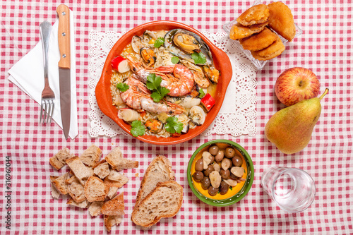 Wallpaper Mural Traditional homemade meal of rice and seafood. Torontodigital.ca